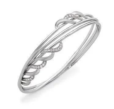 Winding Platinum Wire Bracelet with Diamonds SJ PTB 103 - Suranas Jewelove
